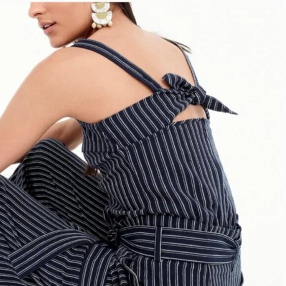 J. Crew Point Sur Turnover linen striped tank top 4 - Picture 2 of 12